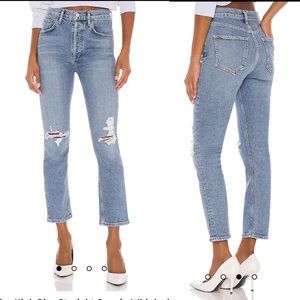 Agolde Riley High Rise Straight Crop in Whiplash sz 28